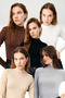 Women's Black Cream White Bitter Coffee Light Gray 5-Piece Half Turtleneck Basic Bodysuit