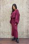 Burgundy Blouse Skirt Two-Piece Set - 3