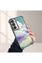 Samsung Galaxy A24 Compatible Transparent Silicone Flutter Protective Case Colorful Cloud Patterns