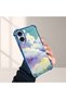 iPhone 16 Compatible Transparent Silicone Flutter Protective Case Colorful Cloud Patterns