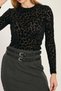 Women's Velvet Leopard Print Transparent Blouse - Black - 4