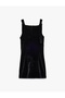 Square Neck Sleeveless Bow Detail Mini Velvet Dress - 3