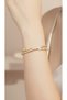 Gold Color Zircon and Baguette Stone Stainless Steel Adjustable Cross Handcuff Bracelet - 3