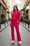 Ribbed Knit Pants Bomber Jacket Women's Top and Bottom Set - 5