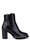 Women's Black Leather Heeled Boots