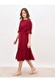 Women Burgundy A-Line Midi Dress - 3