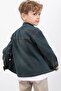 Indigo Zippered Denim Jacket Boys' Trousers 3-Piece Set 23390 - 6