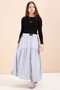 Gray Striped Balloon Skirt Long Sleeve Bodysuit 2-Piece Girls' Set 23465