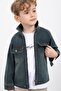 Indigo Zippered Denim Jacket Boys' Trousers 3-Piece Set 23390 - 5