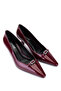 Women's Faux Leather Burgundy Patent Leather Heeled Shoes - 2