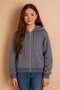 Gray Girl's Fleece-Lined Hooded Cardigan 23330