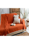 Premium Linen Cinnamon Brown Pom-Pom Sofa Cover [170X220] - 6