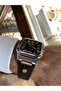 Steel Sapphire Glass Waterproof Butterfly Clasp Square Thin Case Leather Strap Men's Wristwatch - 4