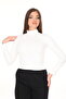 Women's Tops Regular Fit Classic Cut Rib Fabric Turtleneck Blouse - 4