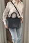 Women's Black Hand and Shoulder Bag - Adjustable Long Strap, Classic Model - Fibag - 4