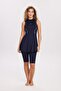 Sports Cut Navy Blue 4 Piece Semi-Closed Swimsuit Set 5014