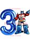 Transformers Optimus Prime 3 Years Birthday Balloon Set Foil Number Balloon - 2