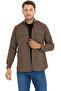 Chocolate Brown Men's Denim Shirt Double Pocket Flap Stretch Fabric Long Sleeve 100% Cotton Relaxed Fit