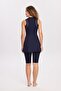 Sports Cut Navy Blue 4 Piece Semi-Closed Swimsuit Set 5014 - 6