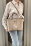 Women's Beige Hand and Shoulder Bag - Adjustable Long Strap, Classic Model - Fibag - 4