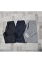 3-Piece Unisex Regular Black Gray Navy Ribbed Hem Sweatpants - 3