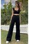 Ultra Black Pallazo High Waist Women's Pants //Lycra// - 2