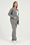 Maternity Front Zipper Pocket Mom Fit Soft Textured Thessaloniki Tracksuit Set Anthracite