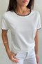 T-Shirt with Crochet Detail on the Collar and Sleeves - 3