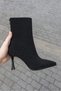 Women's Black Stone Detailed Thin Heeled Short Boots - 3