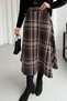 Scuba Fabric Plaid Pattern Skirt 8961 - Black-Beige - 2