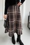 Scuba Fabric Plaid Pattern Skirt 8961 - Black-Beige - 3