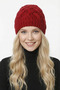 Women's Burgundy Color Hair Braid Patterned Winter Knitwear Beanie - Soft Textured Warm Hat - 2