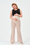 Maternity Stretchy Belly Band Adjustable Waist Satin Wide Leg Pants Cream - 2