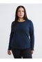 Navy Blue Large Size Crew Neck Women's T-Shirt 2-Pack - 3