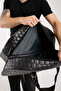 Black Cabin Size, Quilted Faux Leather Travel Bag - 8
