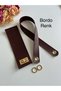 Bird-Eye Strap and Cover Set Made of Faux Leather for Knitted Bags, Gold Color Metallic
