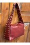 Burgundy Color Staple Strap Detailed Women's Shoulder Bag (30Cm*18Cm)