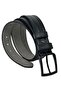 Black Faux Leather 4 Cm. Wide Middle Patterned Model Sports Men's Belt // 7000-38 - 2
