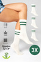 Bamboo Tennis Striped Premium College Socks Unisex Ecru Stitch-Free Socks Pack of 3
