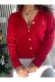 Red Cardigan with Gold Button Detail - 3