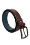 Brown Faux Leather 4 Cm. Wide Solid Color Stitched Model Classic Men's Belt // 7400-13
