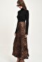 Multi Leopard Patterned Pleated Long Skirt 4071 R3-I-K1 - 2