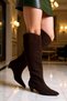 Women's Pointed Toe Thin Heeled Suede Boots Functional Durable Quality Comfortable Aesthetic Stylish