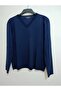 Superior Quality, V-Neck, Solid Color, Long Sleeves, Cotton-Acrylic Blend, Stylish, Knitwear Sweater/Blouse - 3