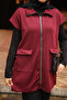 Burgundy Scuba Vest with Elastic Neck and Waist Stopper and Pockets - 3