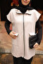 Beige Scuba Vest with Elastic Cuffs and Waist Stopper Pockets - 3