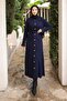 Navy Blue Buttoned Knit Dress - 2