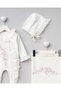 Pleated Floral Embroidered 3-Piece Organic Hospital Discharge Set 100% Cotton Newborn Baby Girl - 7