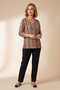 Women's Plus Size Stretch Fabric V-Neck Mix Pattern Three Quarter Sleeve Mother Combed Cotton T-Shirt Blouse