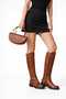 Stylish Modern Zipper-Detail Taban Color Boots and Bag Combination
